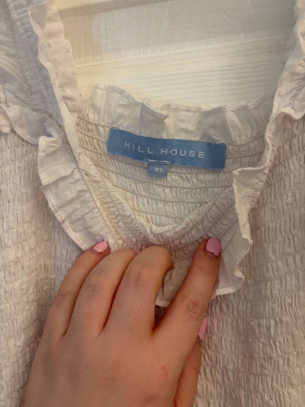 Hill House Ellie Nap Dress XL White Smocked Midi Ruffle Sleeve - Picture 2 of 3